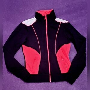 (PH8)Bebe Sport Black/Watermelon/Heather Grey Full Zip Jacket - Small.